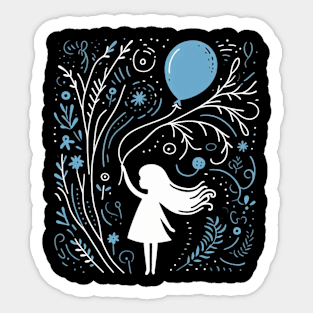 Girl with balloon Sticker